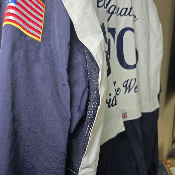 Game Sportswear Glenwood H&L Co Fire Dept Windbreaker Jacket Navy White Medium - Picture 11 of 13